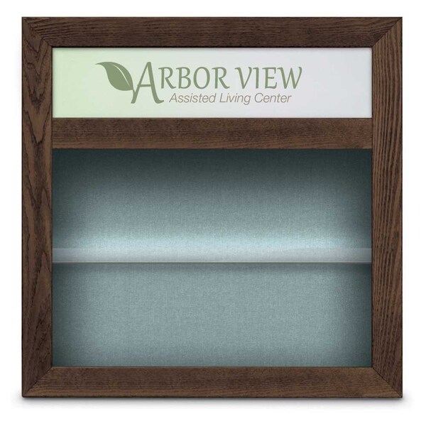 Outdoor Enclosed Combo Board, 42"x32", Bronze Frame/Grey & Forbo